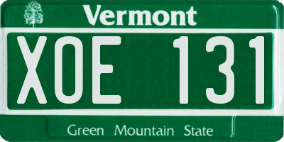 VT license plate XOE131