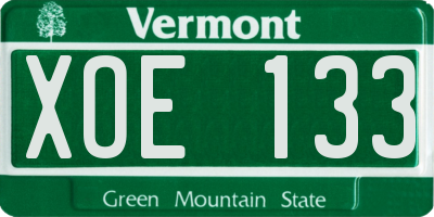 VT license plate XOE133
