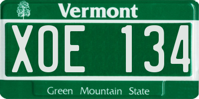VT license plate XOE134