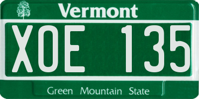 VT license plate XOE135