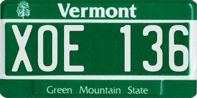 VT license plate XOE136
