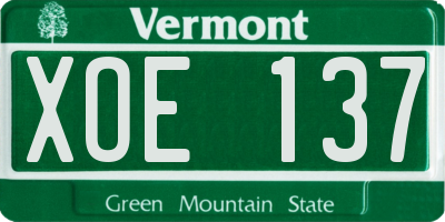 VT license plate XOE137