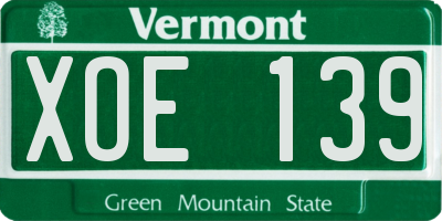 VT license plate XOE139