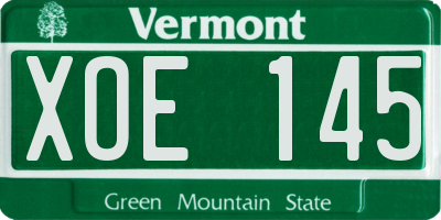 VT license plate XOE145