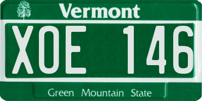VT license plate XOE146