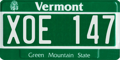 VT license plate XOE147