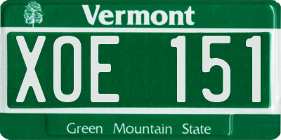 VT license plate XOE151