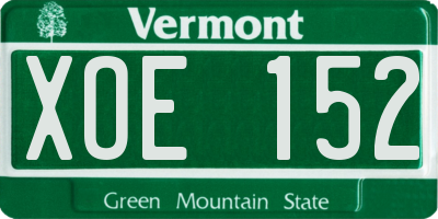 VT license plate XOE152