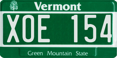 VT license plate XOE154