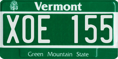 VT license plate XOE155