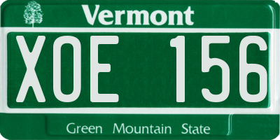 VT license plate XOE156
