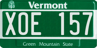 VT license plate XOE157