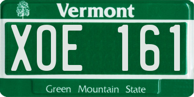 VT license plate XOE161