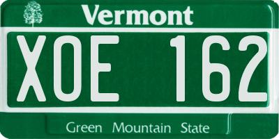 VT license plate XOE162