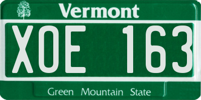 VT license plate XOE163