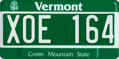 VT license plate XOE164