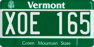 VT license plate XOE165