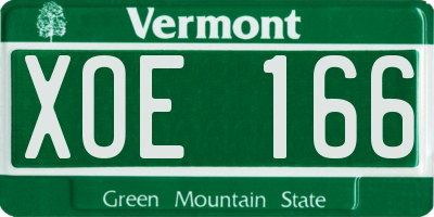 VT license plate XOE166