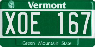 VT license plate XOE167