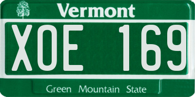 VT license plate XOE169