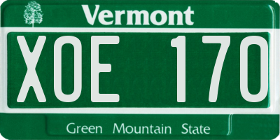 VT license plate XOE170