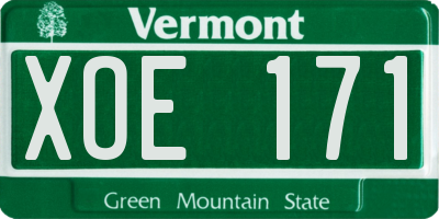 VT license plate XOE171
