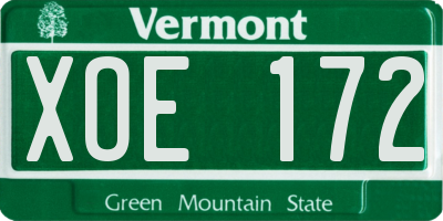 VT license plate XOE172