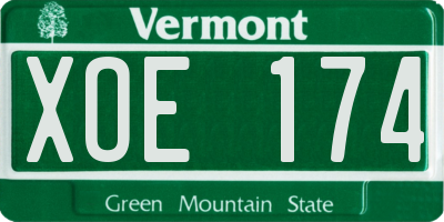 VT license plate XOE174