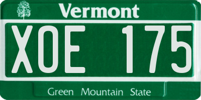 VT license plate XOE175