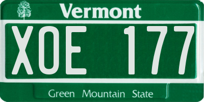 VT license plate XOE177