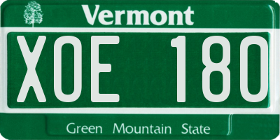 VT license plate XOE180