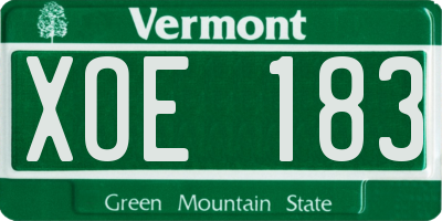 VT license plate XOE183