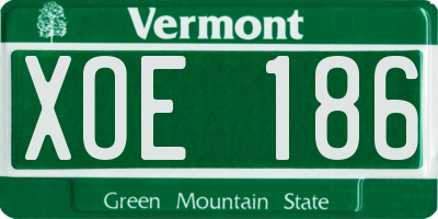 VT license plate XOE186