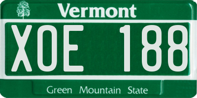 VT license plate XOE188