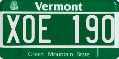 VT license plate XOE190