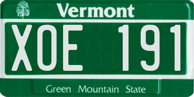 VT license plate XOE191