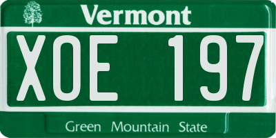 VT license plate XOE197
