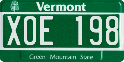 VT license plate XOE198
