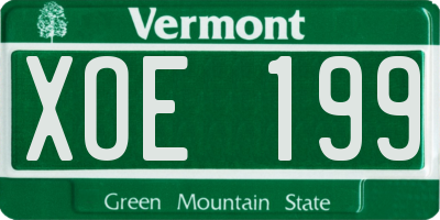 VT license plate XOE199