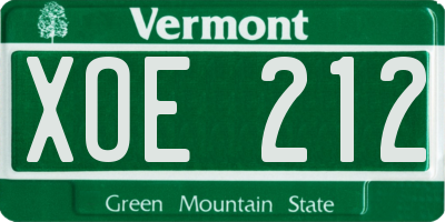 VT license plate XOE212