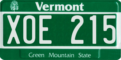 VT license plate XOE215