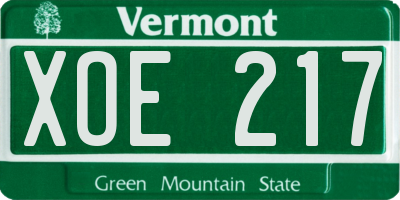 VT license plate XOE217