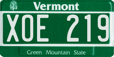 VT license plate XOE219