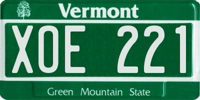 VT license plate XOE221