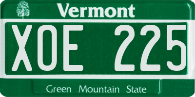 VT license plate XOE225