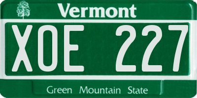 VT license plate XOE227