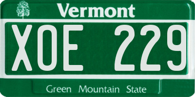 VT license plate XOE229