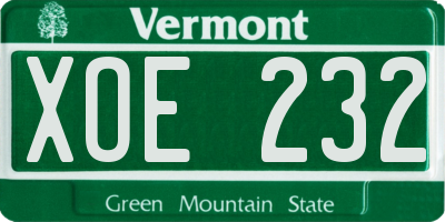 VT license plate XOE232