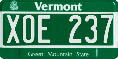VT license plate XOE237