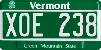 VT license plate XOE238